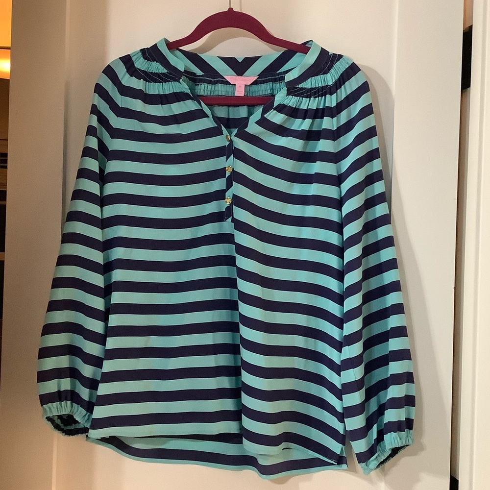 Lily Pulitzer striped silk blouse size M